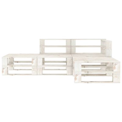 vidaXL 4 Piece Garden Pallets Lounge Set Wood White