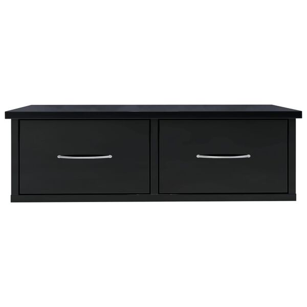vidaXL Wall-mounted Drawer Shelf High Gloss Black 60x26x18.5 cm Engineered Wood