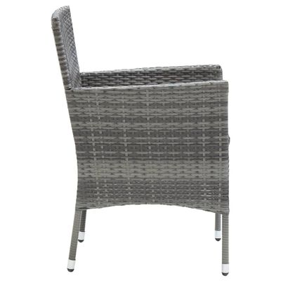 vidaXL 7 Piece Garden Dining Set with Cushions Poly Rattan Grey