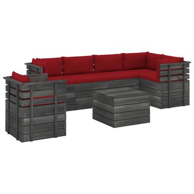 vidaXL 7 Piece Garden Pallet Lounge Set with Cushions Solid Pinewood