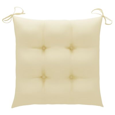 vidaXL Garden Chairs 8 pcs with Cream White Cushions Solid Teak Wood