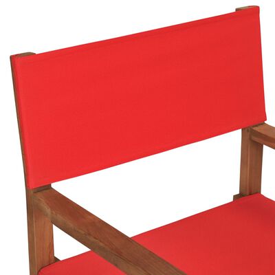 vidaXL Director's Chair Solid Teak Wood Red