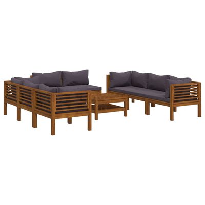 vidaXL 9 Piece Garden Lounge Set with Cushion Solid Acacia Wood