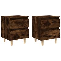 vidaXL Bed Cabinets with Solid Wood Legs 2 pcs Smoked Oak 40x35x50 cm