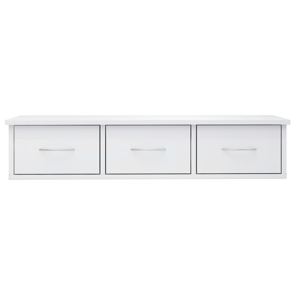vidaXL Wall Drawer Shelf High Gloss White 88x26x18.5 cm Engineered Wood