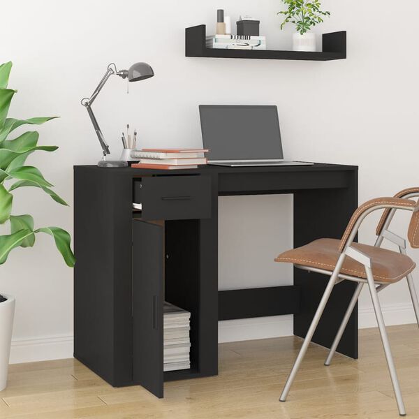 vidaXL Desk Black 100x49x75 cm Engineered Wood