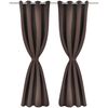 2 pcs Brown Blackout Curtains with Metal Rings 135 x 245 cm