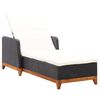 vidaXL Sun Lounger Poly Rattan and Solid Acacia Wood Black