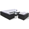 vidaXL 10 Piece Garden Lounge Set with Cushions Poly Rattan Black
