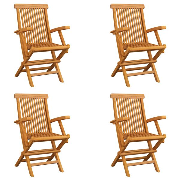 vidaXL Folding Garden Chairs 4 pcs Solid Teak Wood