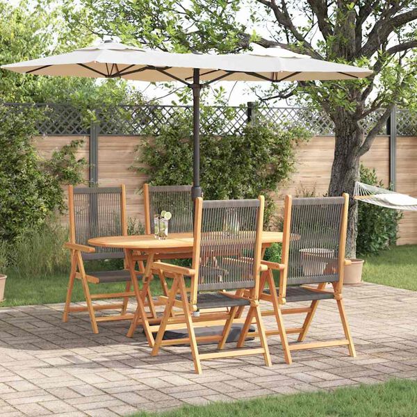 vidaXL Garden Dining Set Folding 5 pcs Grey Solid Acacia Wood