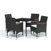 vidaXL 5 Piece Garden Dining Set with Cushions Black