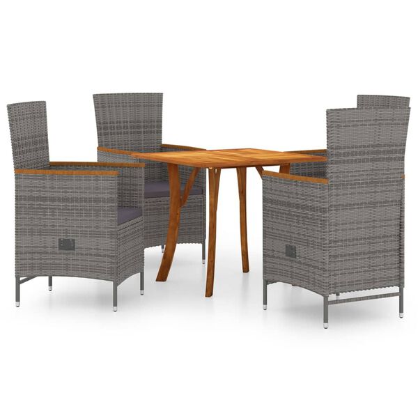 vidaXL 5 Piece Garden Dining Set Grey