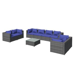 vidaXL Garden Lounge Set | Grey | PE Rattan | Large | Modular