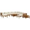 vidaXL 12 Piece Garden Lounge Set with Cream Cushion Solid Acacia Wood