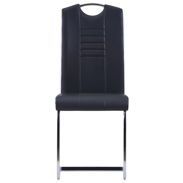 vidaXL Cantilever Dining Chairs 4 pcs Black Faux Leather