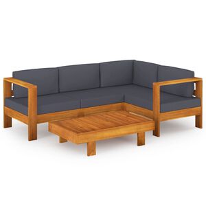 vidaXL Wooden Lounge Set | Dark grey, Natural acacia wood