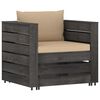 vidaXL 6 Piece Garden Lounge Set with Cushions Grey Impregnated Wood