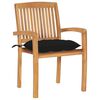 vidaXL Garden Chairs 2 pcs with Black Cushions Solid Teak Wood