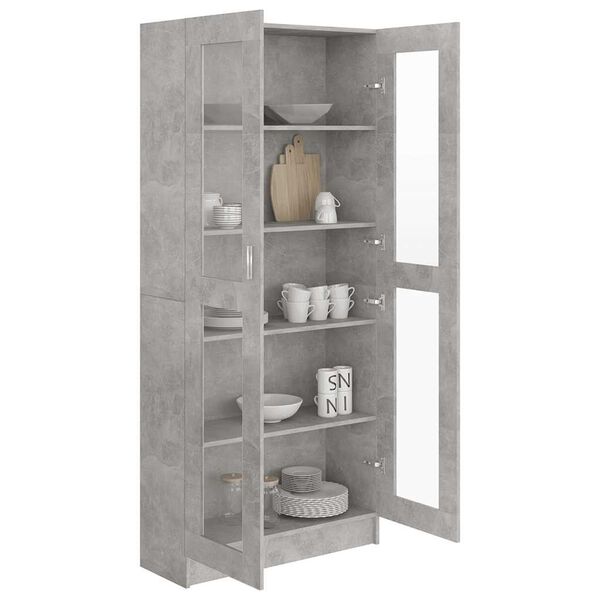 vidaXL Vitrine Cabinet Concrete Grey 82.5x30.5x185 cm Engineered Wood