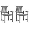 vidaXL Garden Chairs with Cushions 2 pcs Grey Solid Acacia Wood