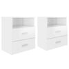 vidaXL Bed Cabinets 2 pcs High Gloss White 50x32x60 cm