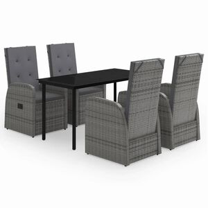 vidaXL Garden Dining Set | Grey and black