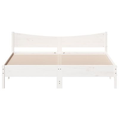 vidaXL Bed Frame with Headboard White 180x200 cm Super King Solid Wood Pine