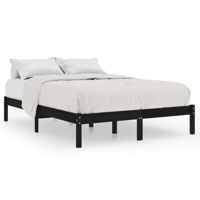 vidaXL Bed Frame without Mattress Black Solid Wood 160x200 cm