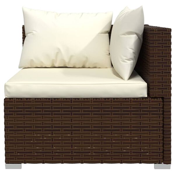 vidaXL 4 Piece Garden Lounge Set with Cushions Poly Rattan Brown