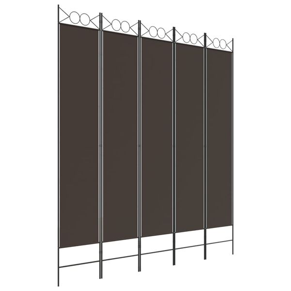 vidaXL 5-Panel Room Divider Brown 200x220 cm Fabric