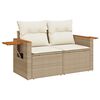 vidaXL 3 Piece Garden Sofa Set with Cushions Beige Poly Rattan
