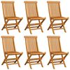 vidaXL Garden Chairs with Black Cushions 6 pcs Solid Teak Wood