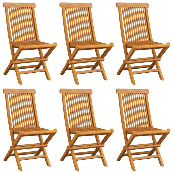 vidaXL Garden Chairs with Black Cushions 6 pcs Solid Teak Wood