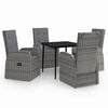 vidaXL 5 Piece Garden Dining Set with Cushions Grey