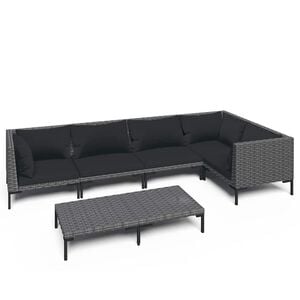vidaXL 6 Piece Garden Lounge Set with Cushions Poly Rattan Dark Grey