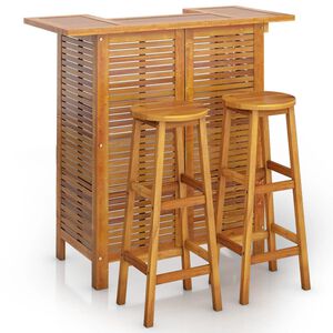 vidaXL Garden Bar Set | Natural wood | Solid Acacia wood | 3 Piece Set