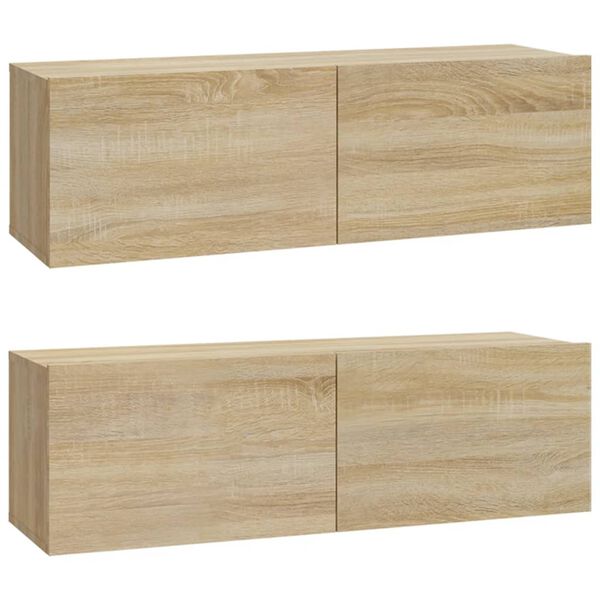 vidaXL Wall TV Cabinets 2 pcs Sonoma Oak 100x30x30 cm Engineered Wood
