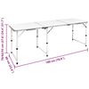 Foldable Camping Table Height Adjustable Aluminium 180 x 60 cm