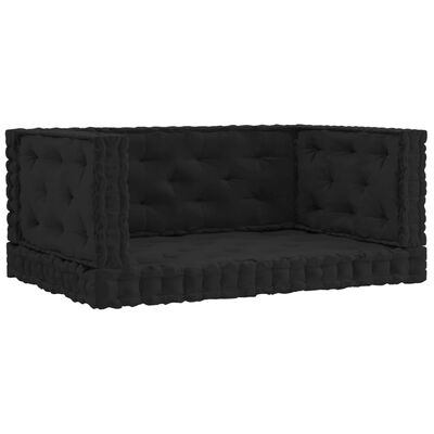 vidaXL Pallet Floor Cushions 4 pcs Black Cotton