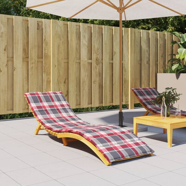 vidaXL Sun Lounger Cushion Red Check Pattern 200x70x3cm Oxford Fabric