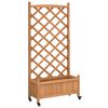 vidaXL Planter with Trellis and Wheels Brown Solid Wood Fir