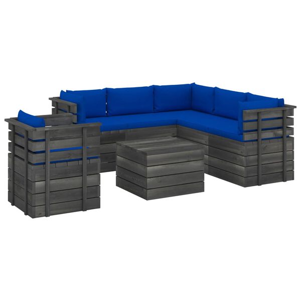 vidaXL 7 Piece Garden Pallet Lounge Set with Cushions Solid Pinewood