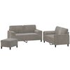 vidaXL 3 Piece Sofa Set with Throw Pillows&Cushions Light Grey Velvet