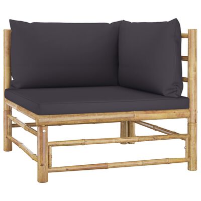 vidaXL 10 Piece Garden Lounge Set with Dark Grey Cushions Bamboo