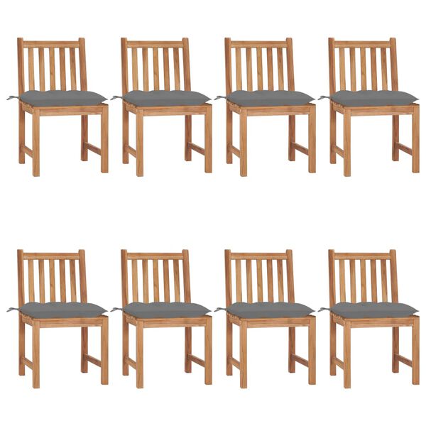 vidaXL Garden Chairs 8 pcs with Cushions Solid Teak Wood