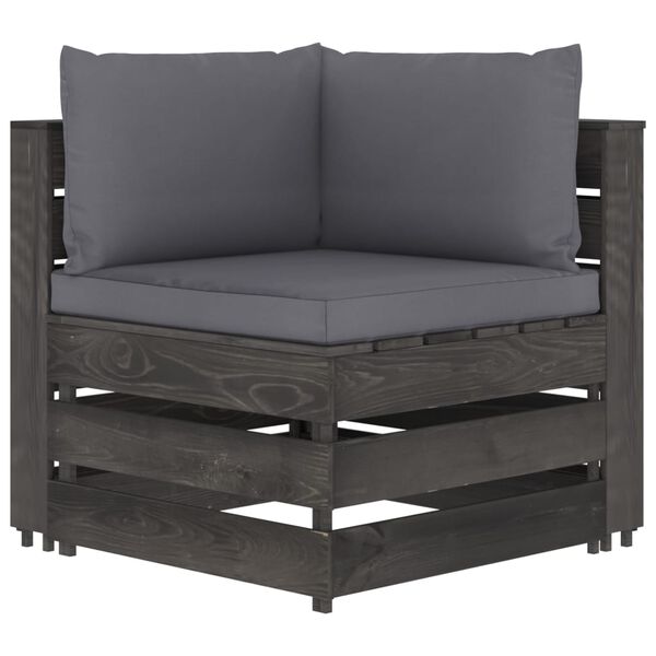 vidaXL 9 Piece Garden Lounge Set with Cushions Grey Impregnated Wood