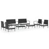 vidaXL 8 Piece Garden Lounge Set with Cushions Poly Rattan Black