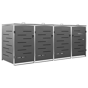 vidaXL Quadruple Wheelie Bin Shed 276.5x77.5x115 cm Stainless Steel