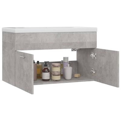 vidaXL Sink Cabinet with Built-in Basin Concrete Grey Engineered Wood